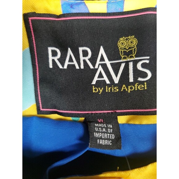 Rara Avis By Iris Apfel Yellow Blue Floral Print Oversized Jacket Coat XL NWT - Picture 3 of 9